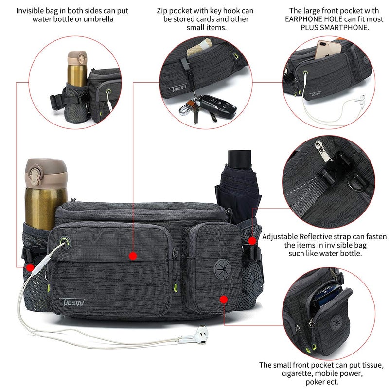TUDEQU Hiking Fanny Pack for Men Women Large Hiking Waist Packs Mens Fanny Pack Crossbody Waist Bag for Men for Travel - Image 3